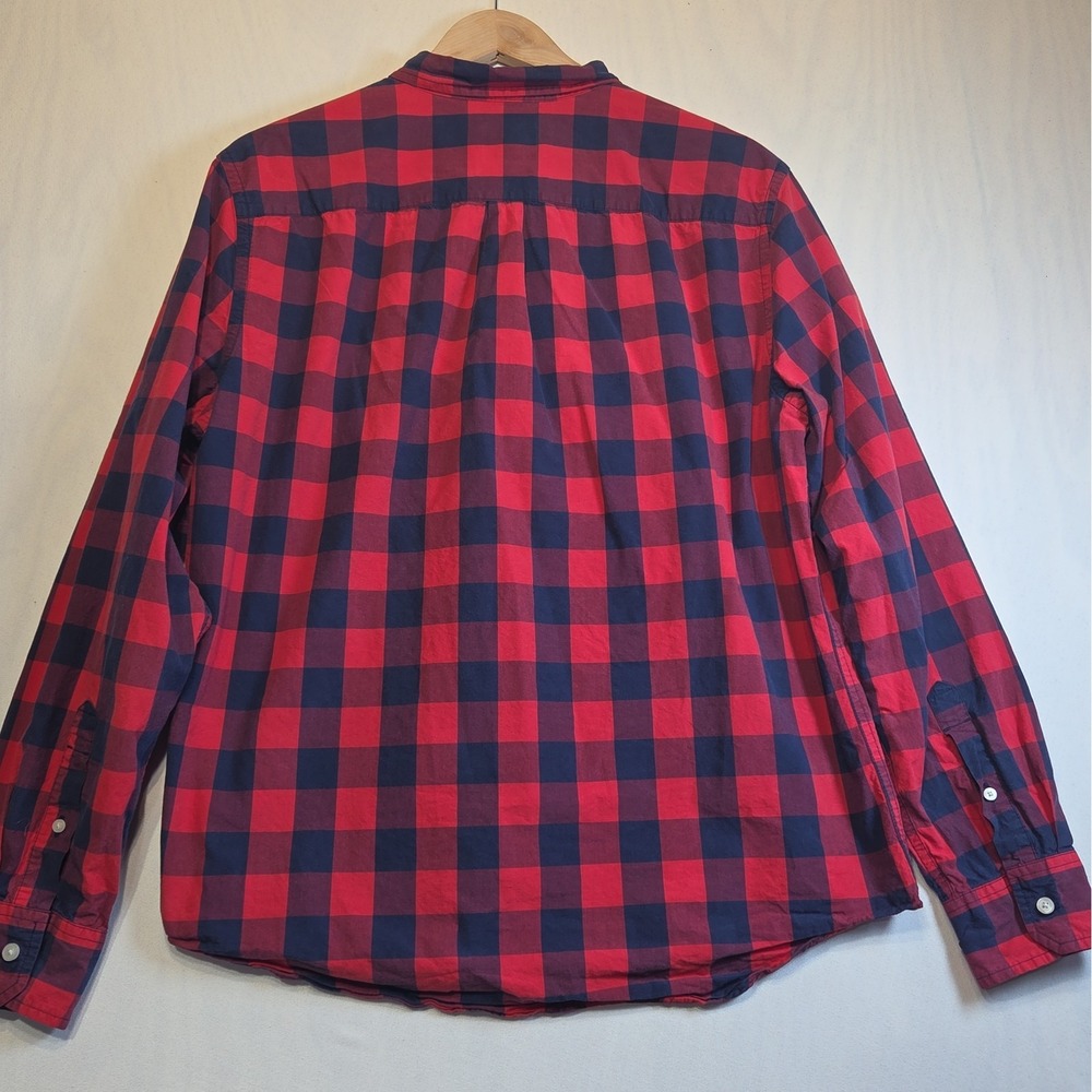 American Eagle Outfitters Mens Large Red Navy Buffalo Plaid Button Down Shirt - Picture 7 of 12